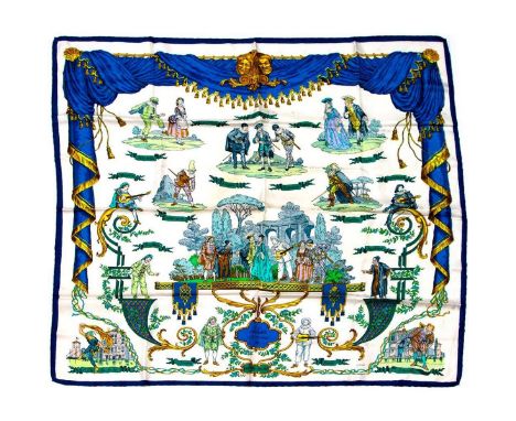 Hermes Silk Scarf Measurements: 35 x 35". Condition: Excellent - shows very minor evidence of handling. Shipping: Domestic: F