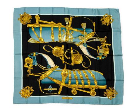 Hermes Silk Scarf Measurements: 35 x 35". Condition: Excellent - shows very minor evidence of handling. Shipping: Domestic: F