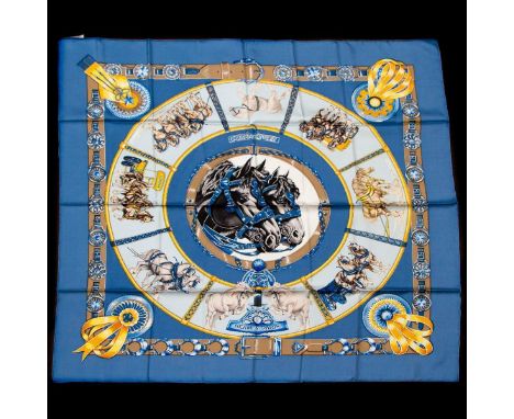 Hermes Silk Scarf Measurements: 35 x 35". Condition: Excellent - shows very minor evidence of handling. Shipping: Domestic: F