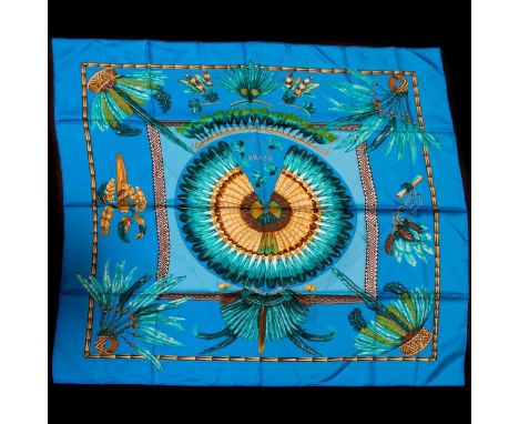 Hermes Silk Scarf Measurements: 35 x 35". Condition: Excellent - shows very minor evidence of handling. Shipping: Domestic: F