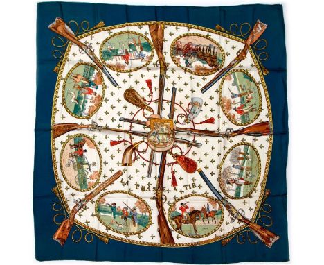 Hermes Silk Scarf Measurements: 35 x 35". Condition: Excellent - shows very minor evidence of handling. Shipping: Domestic: F