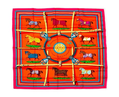 Hermes Silk Scarf Measurements: 35 x 35". Condition: Excellent - shows very minor evidence of handling. Shipping: Domestic: F