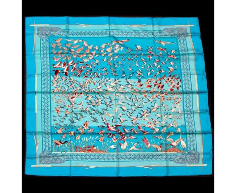 Hermes Silk Scarf Measurements: 35 x 35". Condition: Excellent - shows very minor evidence of handling. Shipping: Domestic: F