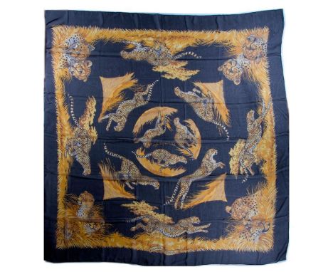 Hermes Silk Shawl. Measurements: 48" x 48" approximately. Condition: Excellent - shows very minor evidence of handling. All l