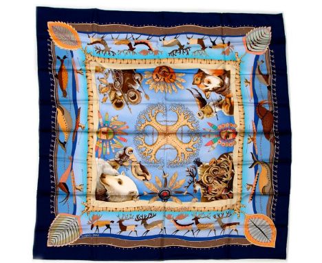 Hermes Silk Scarf Measurements: 35 x 35". Condition: Excellent - shows very minor evidence of handling. Shipping: Domestic: F