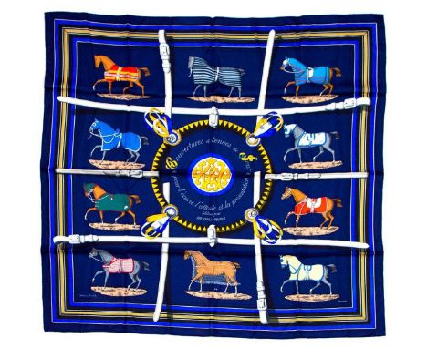 Hermes Silk Scarf Measurements: 35 x 35". Condition: Excellent - shows very minor evidence of handling. Shipping: Domestic: F