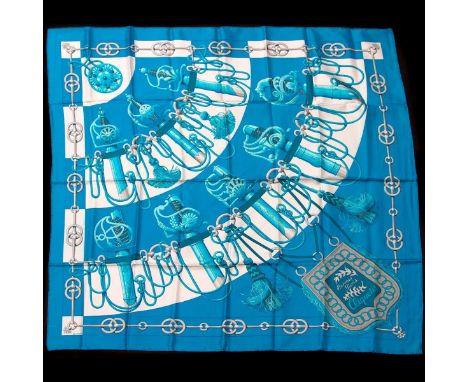 Hermes Silk Scarf Measurements: 35 x 35". Condition: Excellent - shows very minor evidence of handling. Shipping: Domestic: F