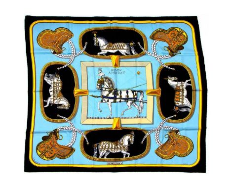 Hermes Silk Scarf Measurements: 35 x 35". Condition: Excellent - shows very minor evidence of handling. Shipping: Domestic: F