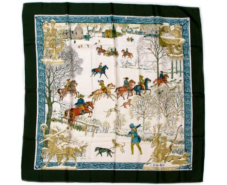 Hermes Silk Scarf Measurements: 35 x 35". Condition: Excellent - shows very minor evidence of handling. Shipping: Domestic: F