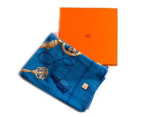 Hermes Cashmere &amp; Silk Blend Shawl. 65% Cashmere and 35% Silk. Measurements: 53" x 53" approximately. Condition: Excellen