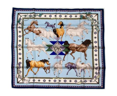 Hermes Silk Scarf Measurements: 35 x 35". Condition: Excellent - shows very minor evidence of handling. Shipping: Domestic: F