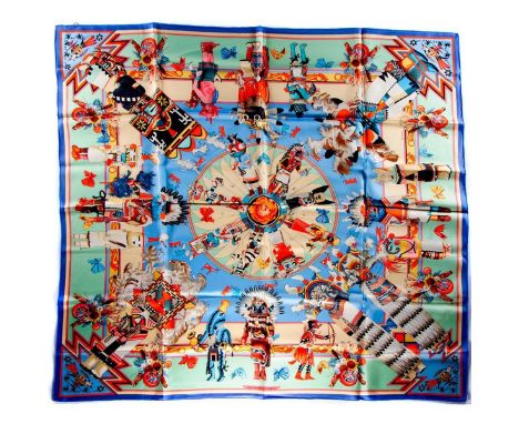 Hermes Silk Scarf Measurements: 35 x 35". Condition: Excellent - shows very minor evidence of handling. Shipping: Domestic: F