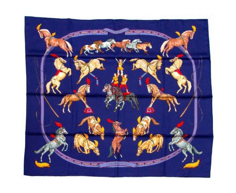 Hermes Silk Scarf Measurements: 35 x 35". Condition: Excellent - shows very minor evidence of handling. Shipping: Domestic: F