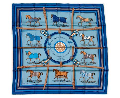 Hermes Silk Scarf Measurements: 35 x 35". Condition: Excellent - shows very minor evidence of handling. Shipping: Domestic: F