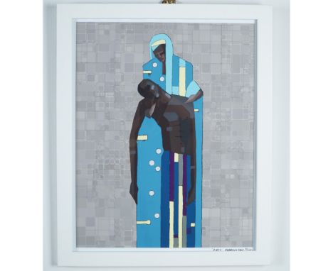 Limited edition color serigraph on paper titled Piety by contemporary East and West Coast multi-media artist Fabrizio Cruz. T