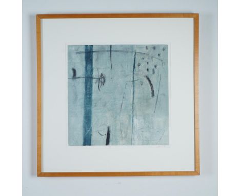 Contemporary abstract serigraph on paper, signed and dated 2003 in pencil at the lower right. The composition features an arr