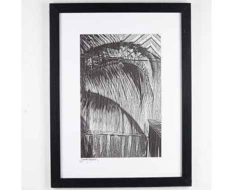 Original black and white photographic print by Barbie Pearson, featuring a high-contrast image of a rustic bamboo wall with s
