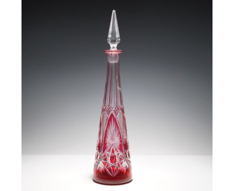 Vintage 20th C Baccarat wine carafe decanter color Rouge Rose. Compagnie des Cristalleries de Baccarat: special catalog of va