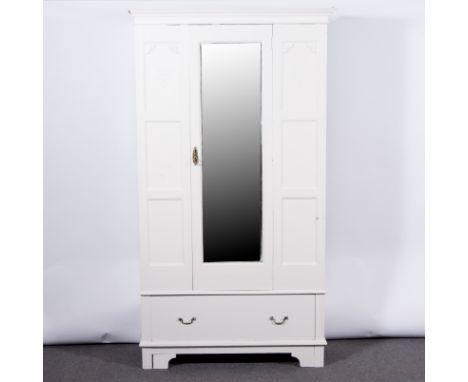 Victorian white painted bedroom furniture,  washstand with three-quarter gallery, rectangular top, turned legs, joined by a s