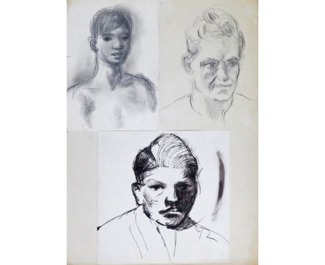 ‡ Keith Vaughan (1912-1977) Portrait studies Three, two pencil, one pen and ink, mounted together 38 x 28 (mount size) Proven