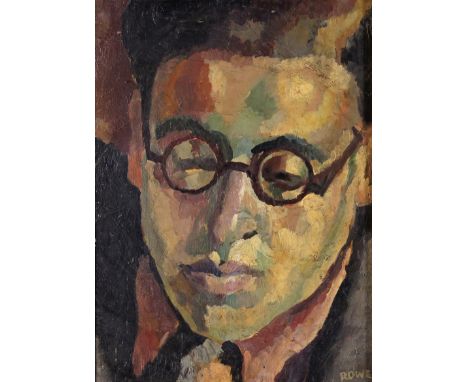 Rowe (20th Century) Portrait of a man  Signed Oil on board 32 x 23cm; 12½ x 9in