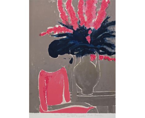 ‡ André Brasilier (French b.1929) Untitled, pink flowers in a vase Signed and dedicated Lithograph, artist's proof, unframed 