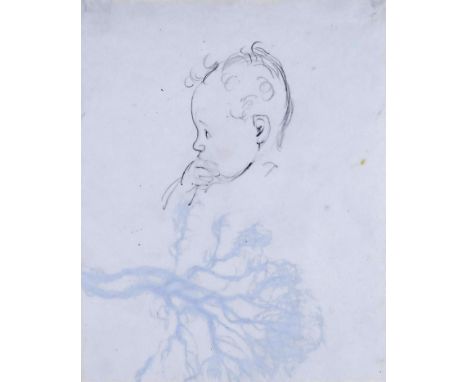 ‡ Ernest Howard Shepard (1879-1976)  Baby face; A gentleman of fashion Two, both pencil with sketches verso, mounted, unframe