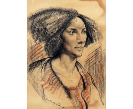 ‡ John Bainbridge Copnall (1928-2007) Portrait of a lady, head and shoulders Signed Black and red chalk 46 x 33cm ++Paper dis