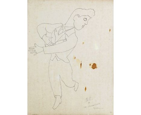 Jean Cocteau (French 1889-1963) Le Mauvais Lieu Signed with initials and titled Pencil 25 x 20cm ++Paper stained and with ver