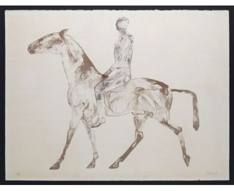 ‡ Dame Elisabeth Frink RA (1930-1993) Horse and Rider, 1970 Signed and numbered 388/500 Lithograph  58.5 x 77.5cm ++Paper wit