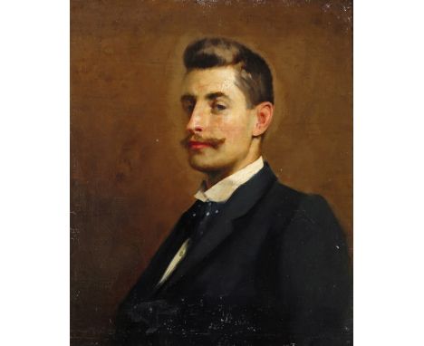 Mark Senior (1862-1927) Portrait of a young man with a moustache Oil on canvas 60 x 51cm