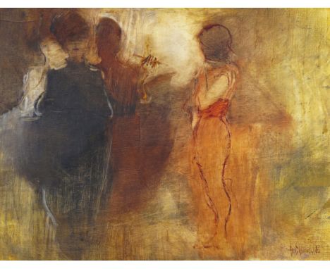 A. Wisniawski (20th Century) Ladies in the half light Signed Oil on panel 25.5 x 33cm