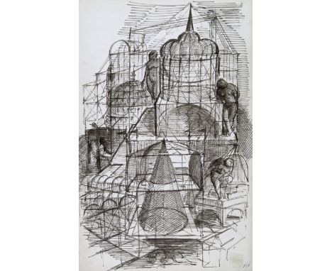‡ Edward Ardizzone RA (1900-1979) Geometric studies Signed with initials Pen and ink 44 x 29cm Provenance: The Estate of Prof