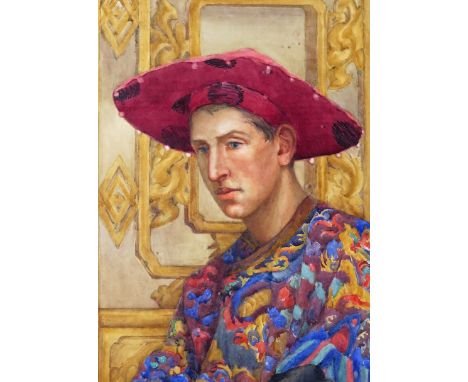 English School early 20th century Portrait of a man in oriental dress Watercolour 41 x 29cm