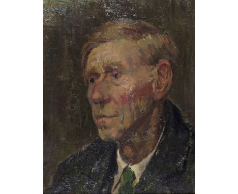 ‡ Constance Anne Parker (b.1921) Portrait of a gentleman, wearing a green tie Oil on board 30 x 23cm Provenance: Royal Academ