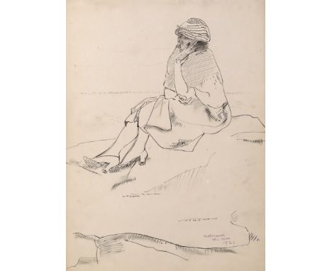 ‡ Alfred Aaron Wolmark (1877-1961) Portrait of a young woman, seated in St. Ives Signed, inscribed St. Ives, and dated 1921 P