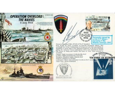 Lt Cdr R F Dykes (Corvette K 96) Atlantic Convoys 1943 signed Operation Overload The Navies 6 June 1944 FDC First Day of Issu