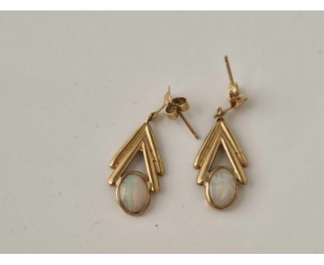 A pair of opal drop earrings 9ct