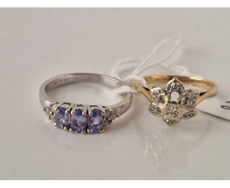 A tanzanite ring size P and diamond ring size N both 9ct