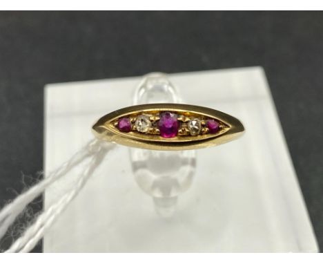 A antique ruby and diamond ring Birmingham 1914 18ct gold size P 2.2 gms