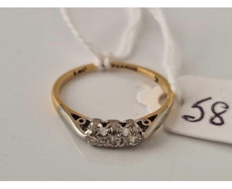 A three stone diamond ring 18ct gold size L 1.6 gms