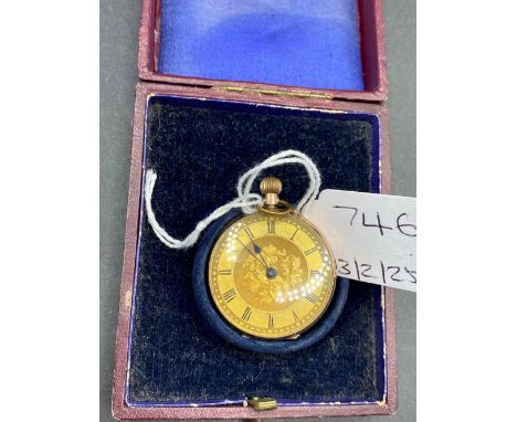 A 9CT GOLD VINTAGE FOB WATCH BOXED 30.4 GMS