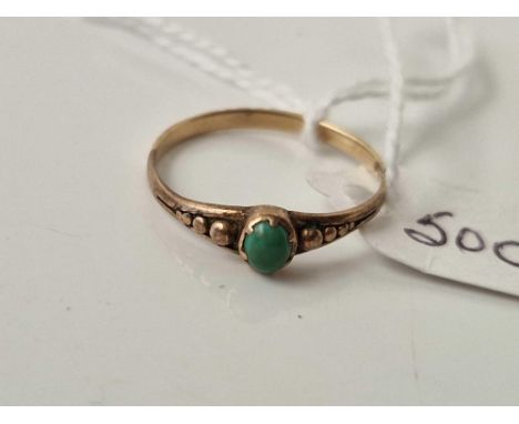 A gold and turquoise ring size P