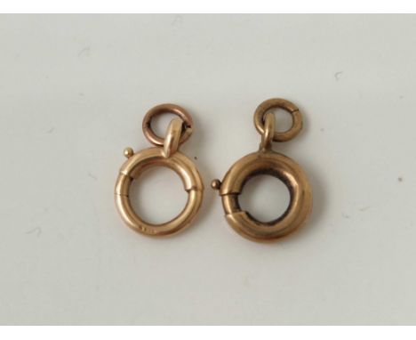 Two 9ct bolt ring clasp 2.1 gms