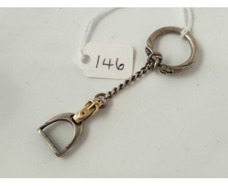 A 9ct and silver stirrup key ring