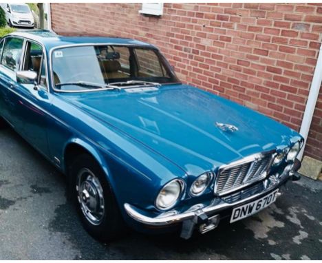 Long-wheelbase 4.2-litre Jaguar XJ6, Squadron Blue over Light Tan with just over 75,000 miles and an MOT until October 2024. 