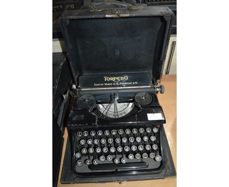 Torpedo Typewriter by Torpedo Werke A.G. Frankfurt with Original Black Carry Case 