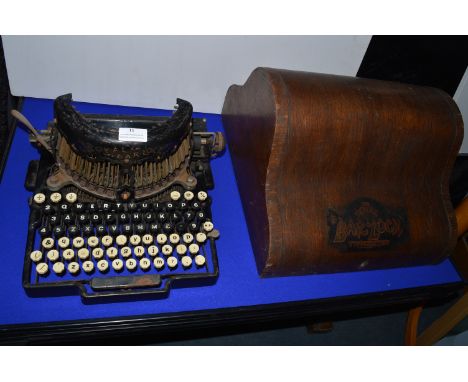 Royal Bar.Lock Typewriter by The Typewriter Co Ltd, London with Wooden Case Cover (Not Original to this Machine)