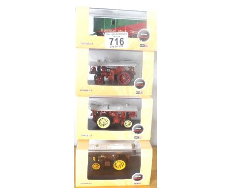 Oxford 1:76 scale x 4 Showmans Locos x 3 and 1 Bertram Mills Circus. P&amp;P Group 2 (£18+VAT for the first lot and £2+VAT fo