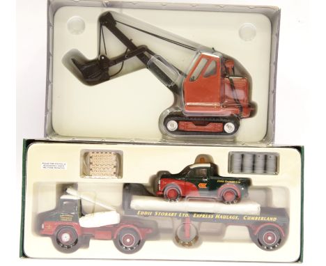 2 x Corgi Classic 1:50 scale Eddie Stobart set 31704 Morris pick up and Thames Trader and 30901 Wimpet luffing shovel. P&amp;